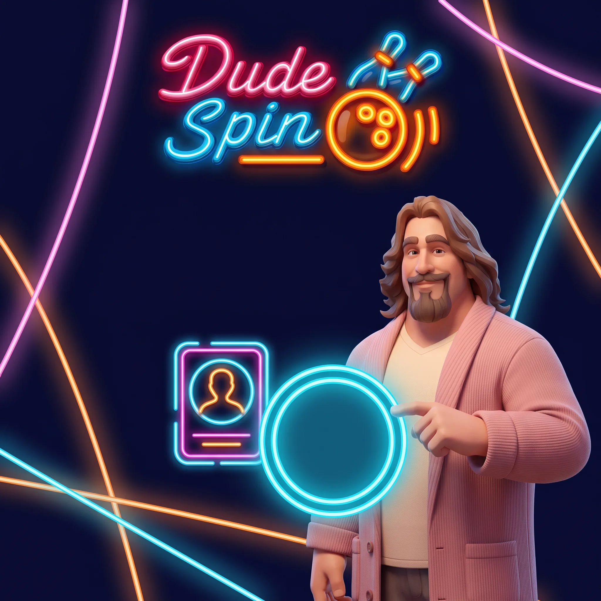 Dude Spin registratie met een accounticoon en de casinomascotte